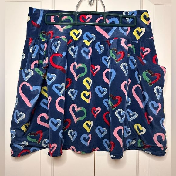 Nwot Flat Black By Pegleg Nyc Multicolour Heart Skirt Perfect 4 Valentine’s Day - Picture 1 of 7